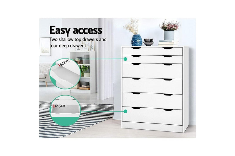 6 Chest of Drawers Tallboy Cabinet Storage Dresser Table Bedroom Storage