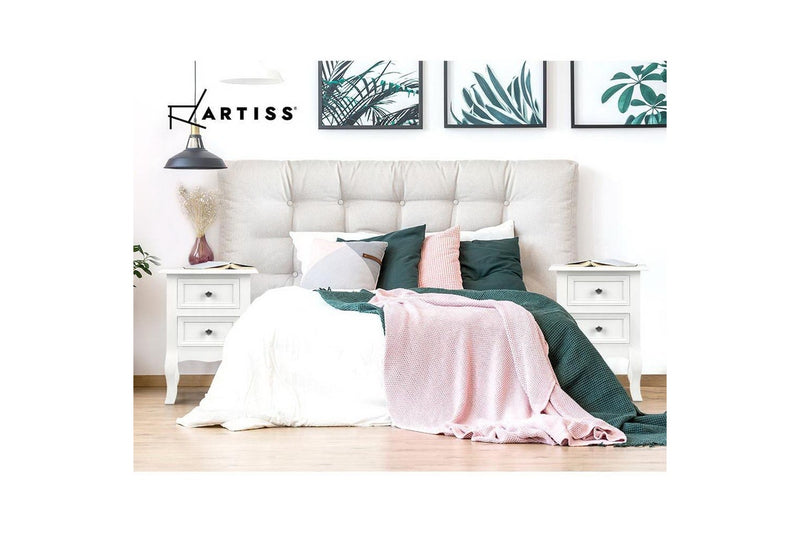 Artiss Bedside Table 2 Drawers - BISSET White