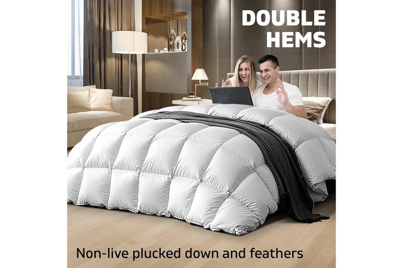 King Size Bedding Goose Down Feather Quilt Cover Duvet Doona 800GSM Winter White