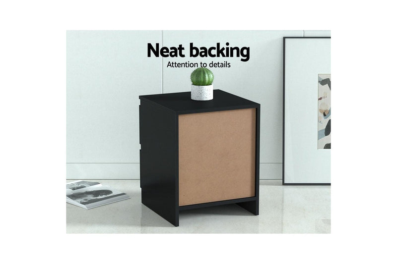 Artiss Bedside Table 2 Drawers - PEPE Black