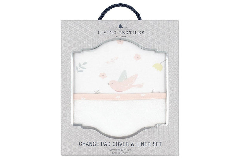 Living Textiles Baby Newborn Nursery Cotton Change Pad Cover & Liner Ava Birds