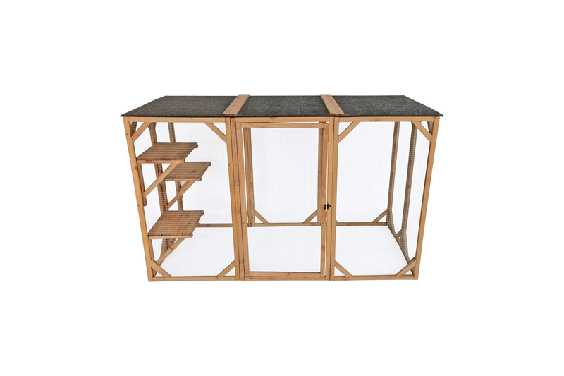 180cm Large Cat Enclosure Wooden Outdoor Cage with 3 Platforms