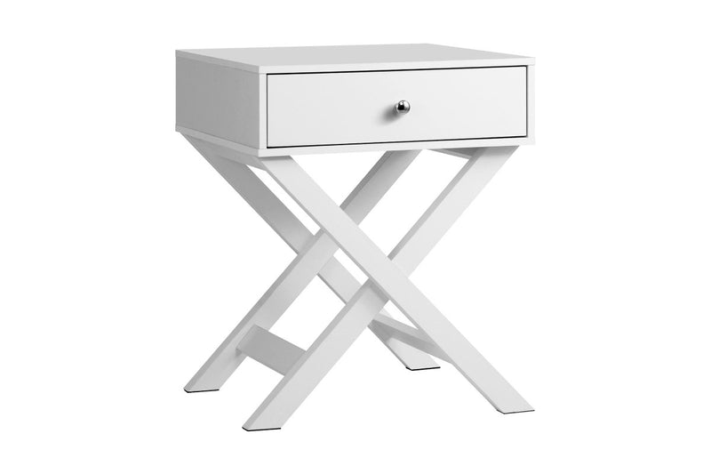 Oikiture 2PCS Bedside Table Drawer Side Table White Storage Cabinet
