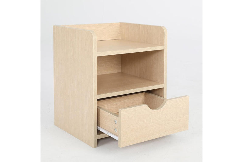 2X Bedside Table Side Storage Cabinet Nightstand Bedroom 1 Drawer Shelf Lark Oak Bedside Tables