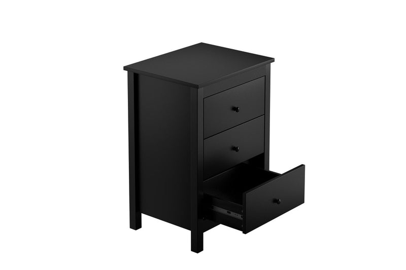 Oikiture Bedside Table Side Table 3 Drawers Black