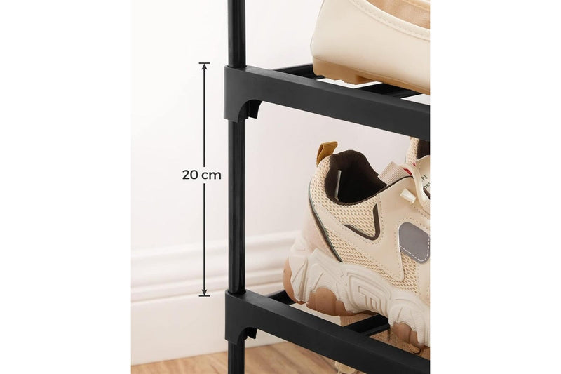 10 Tier Metal Shoe Rack for 50 Pairs of Shoes - Black