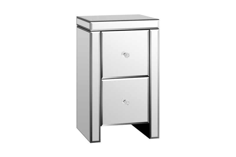 Oikiture Bedside Table Mirrored Storage Cabinet