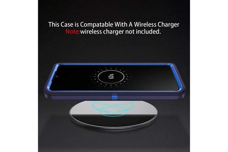 For Samsung Galaxy S22+ /S22 Plus Case Drop Resistant Defender Tradies Heavy Duty Rugged Shockproof Tough Cover (Navy Blue /Blue)