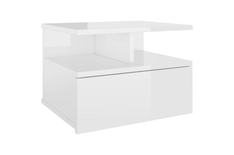 Floating Nightstand High Gloss White 40X31x27 Cm Engineered Wood Bedside Tables