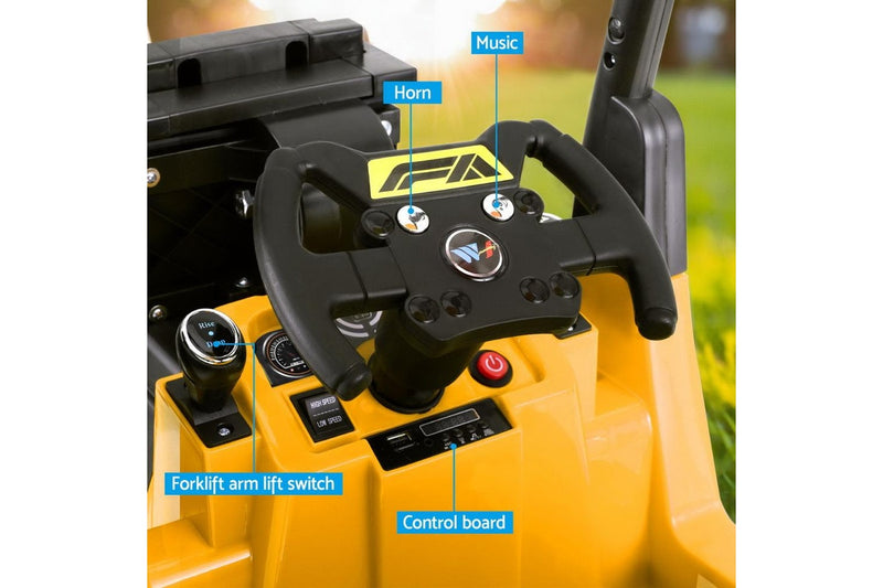 Rigo Kids Electric Ride On Car Forklift Loader Toys Cars Horn Remote 12V Yellow