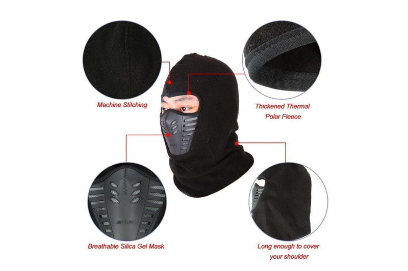 Thermal Fleece Balaclava Windproof Breathable Ski Face Mask Hood Warm Weather - Royal Blue