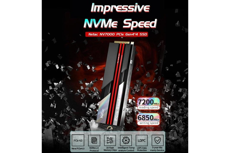 1TB Netac NV7000 PCIe 4.0x4 NVMe M.2 SSD with Heatsink