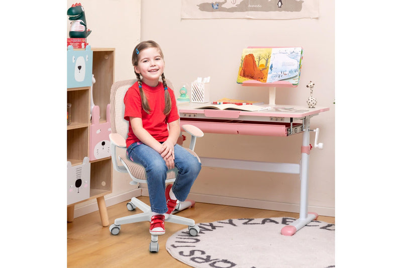 Giantex Kids Desk Chair Swivel Mesh Computer Chair w/Adjustable Height & Armrests Ergonomic Task Study Chair Pink