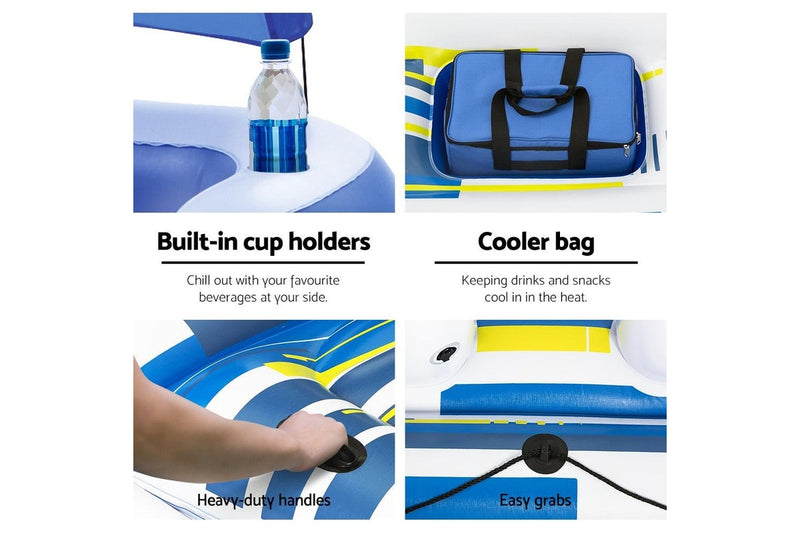 Bestway Pool Float Island Inflatable Lounge 6-person Seat Canopy