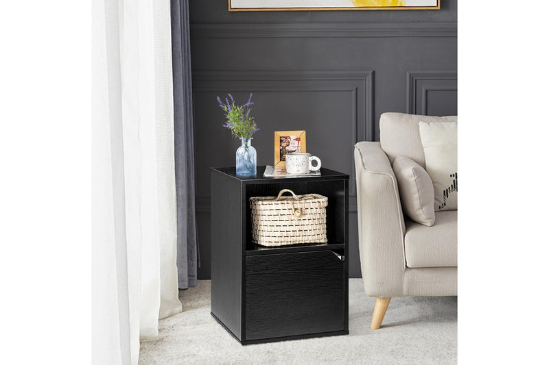 Giantex Set of 2 Nightstand Modern Bed Side Table,Black