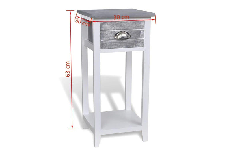 Nightstand With 1 Drawer Grey And White Bedside Tables
