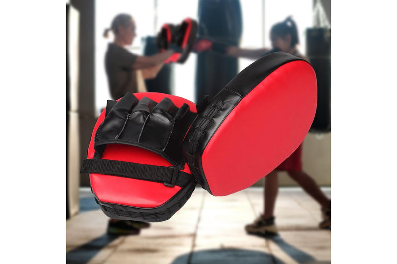 2 x Thai Boxing Punch Focus Gloves Kit Training Red & Black