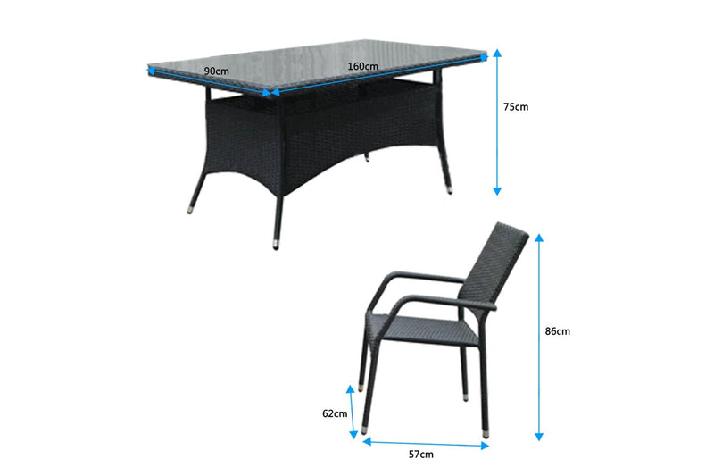 7Pcs Outdoor Dining Set Furniture Chair Table Rattan Wicker Lounge Patio Stylish