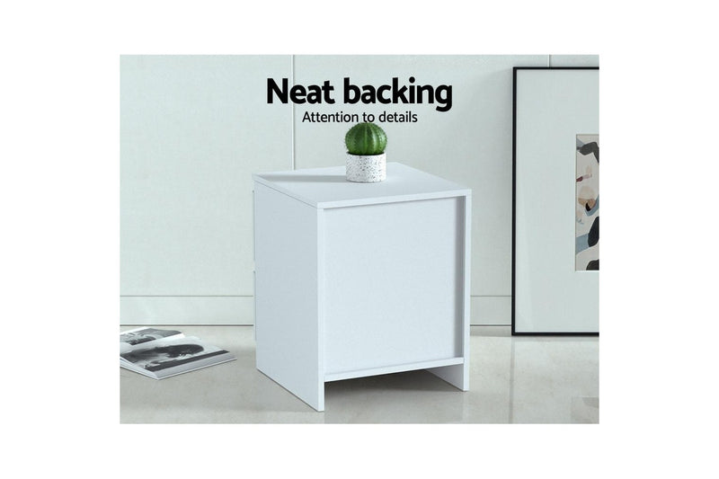 Artiss Bedside Table 2 Drawers - PEPE White