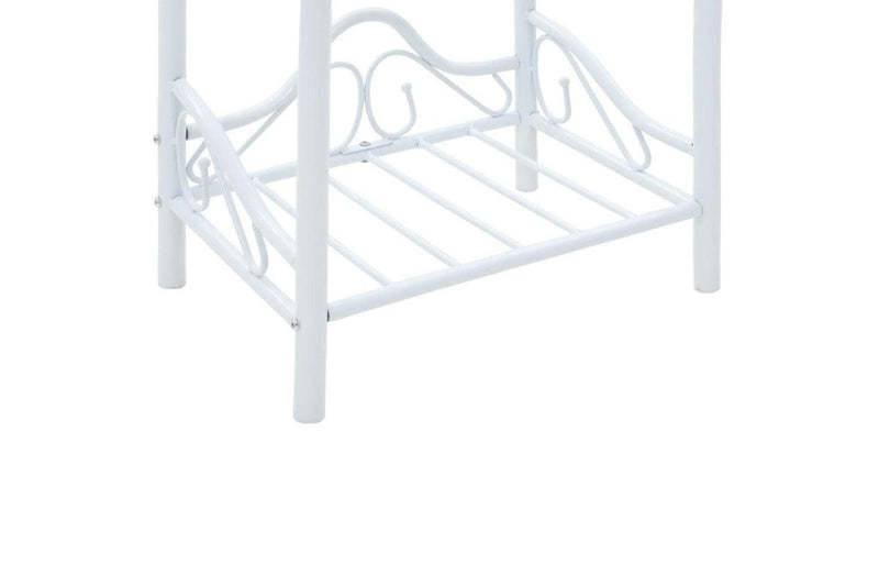 Bedside Table Steel And Tempered Glass 45X30.5X60 Cm White Bedside Tables
