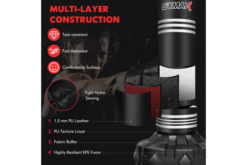 Costway 1.7m MMA Boxing Punching Bag UFC Low Kick Training Punchbag Fast Rebound Stand w/Shock Absorber&Fillable Base