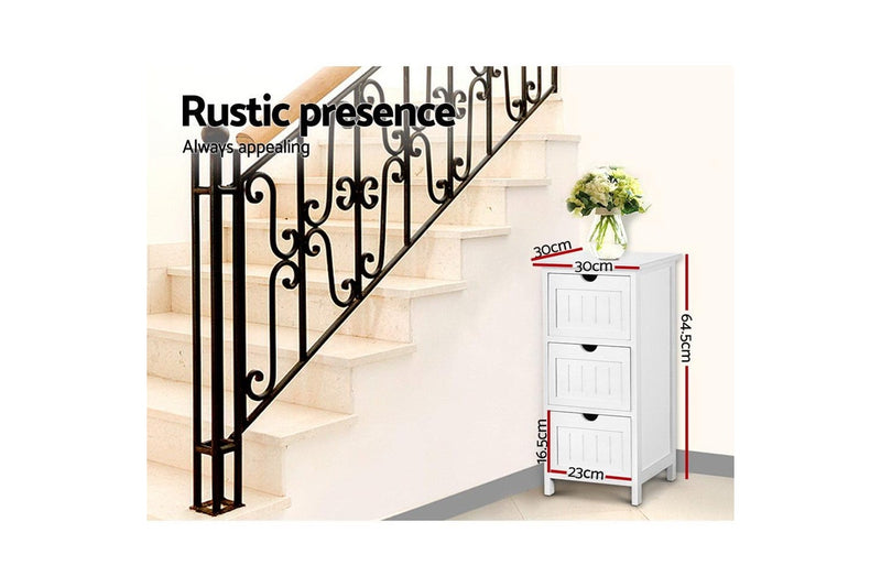 Artiss Bedside Table Bathroom Storage Cabinet 3 Drawers White