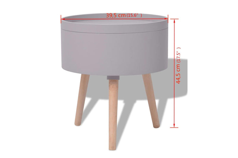 Side Table with Serving Tray Round 39.5x44.5 cm Grey vidaXL