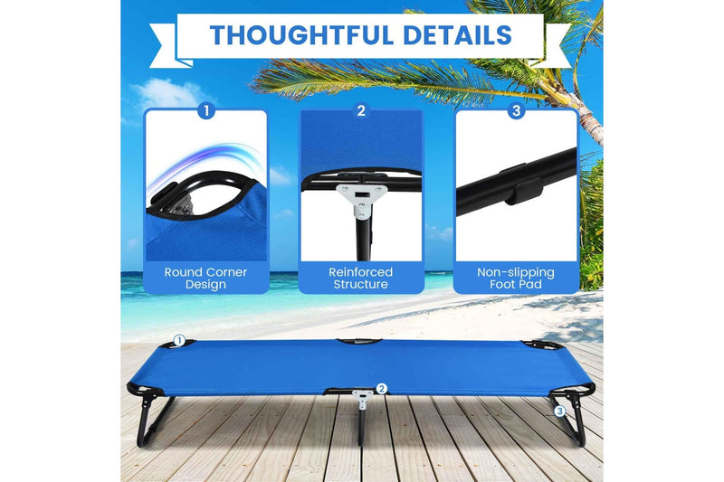 Costway 1.91M Portable Camping Bed Folding Stretcher Heavy Duty Outdoor Sleeping Bed Hiking Travel Blue