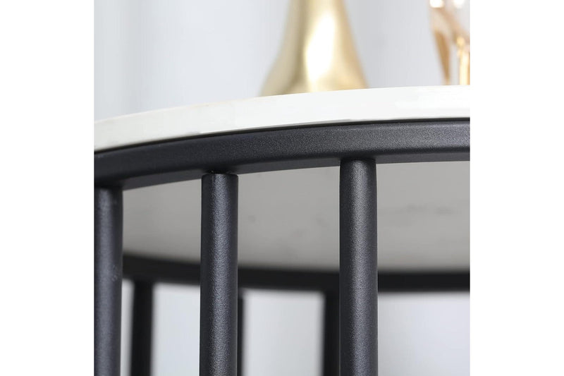 Small Round Marble Side Table White Bedside