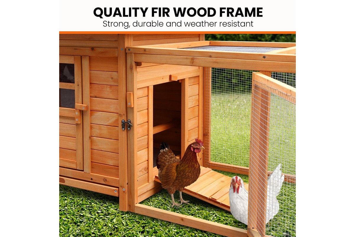 Furtastic Large Wooden Chicken Coop Rabbit Hutch Nesting Box Fir Wood