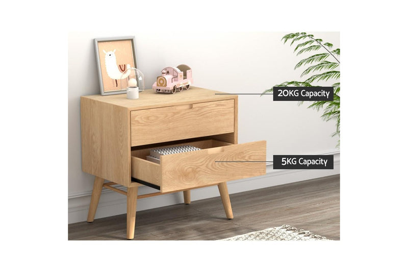 Artiss Bedside Table 2 Drawers Side End Table Nightstand Legs Bedroom Storage