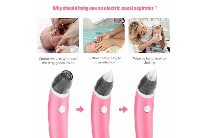 Baby Nasal Aspirator Electric Safe Hygienic Nose Cleaner Snot Sucker For (Red) Baby Health
