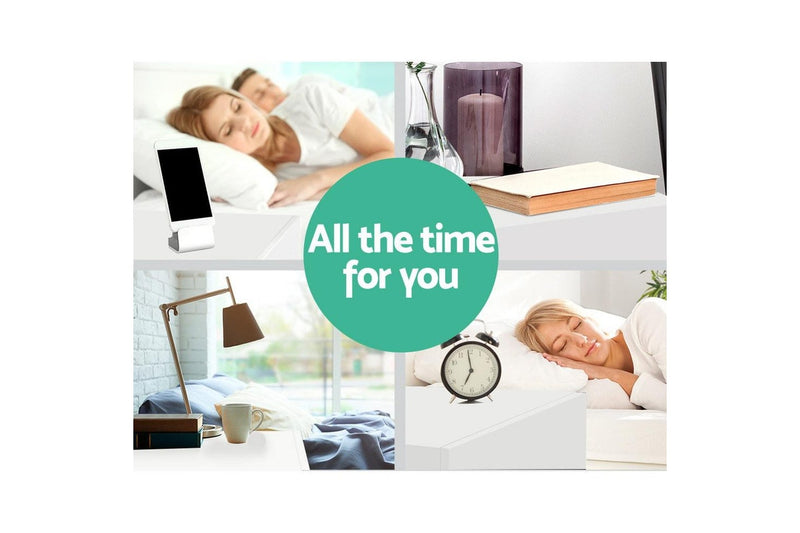 Artiss Bedside Table 2 Drawers Lift-up Storage - COLEY White