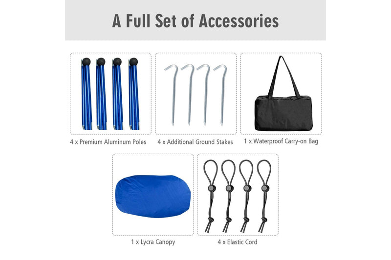 Giantex 3 x 2.8M Portable Beach Sunshade UPF 50+ Beach Shelter Camping Tent Outdoor w/Carrying Bag, Blue