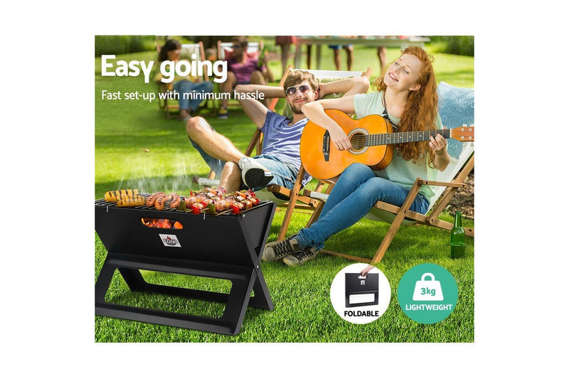 Grillz BBQ Grill Charcoal Smoker Foldable Barbecue