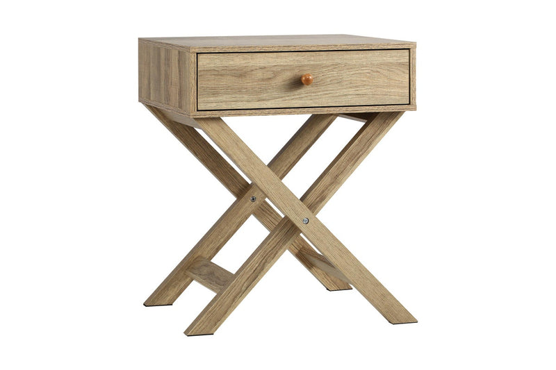 Oikiture Bedside Table Drawer Wooden Side End Table