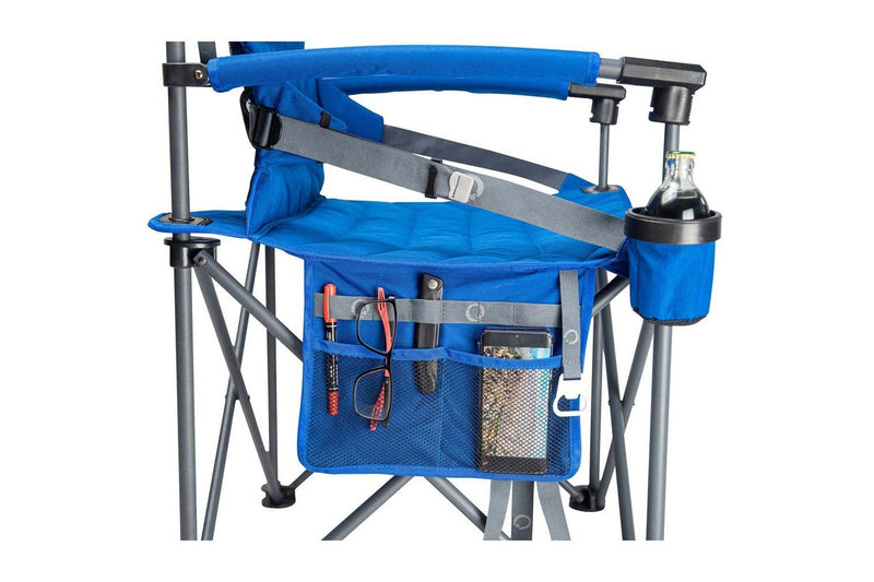 Quest Outdoors Castaway Hard Arm Camp Chair Hiking Picnic Seat Regal Blue