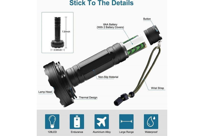 128 LED UV Blacklight Flashlight