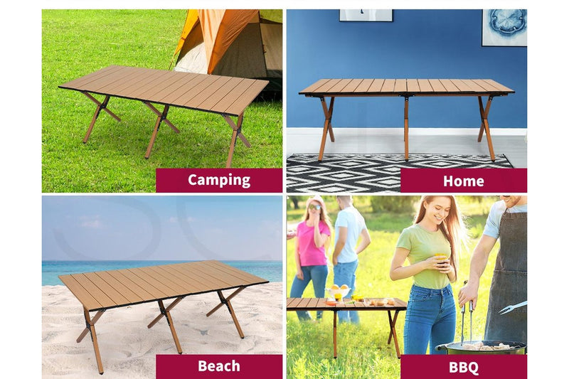 Levede Folding Camping Table Brown