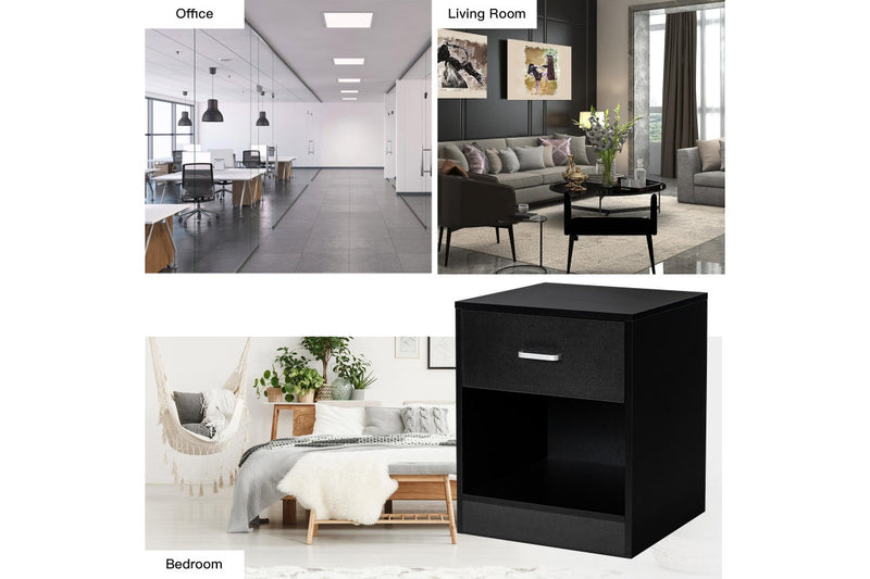 Giantex Nightstand Bedside Table w/Drawer & Open Shelf Modern End Table Black