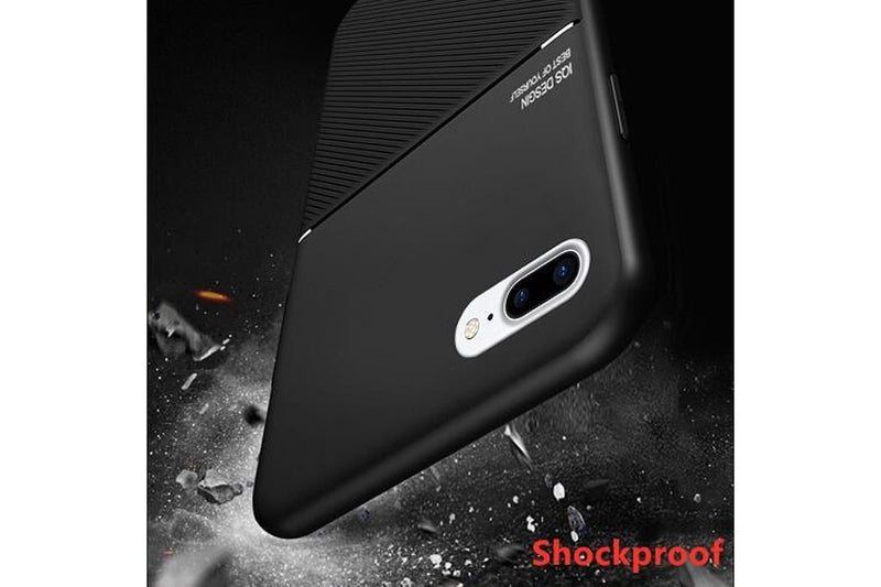For Apple iPhone 8+ /8 Plus Business Style Luxury Matte Soft Silicone Drop Resistant Case Cover (Black)