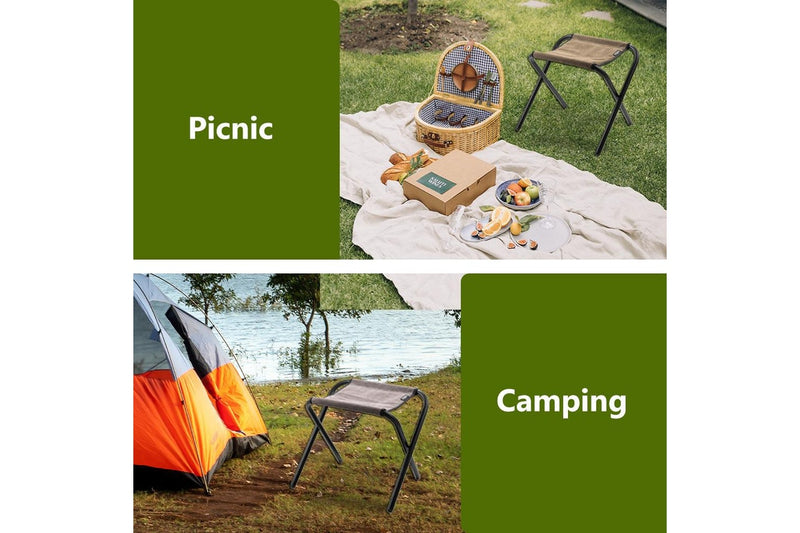 Campingmoon Folding Camping Chair Set of 2 Outdoor Fishing Ultralight Portable Stool F35-2 - Khaki