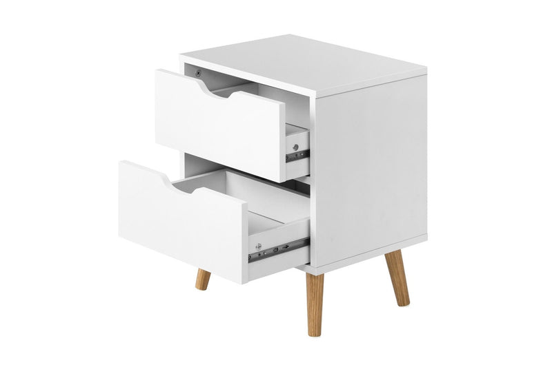 Oikiture Bedside Tables 2 Drawers Side Table White