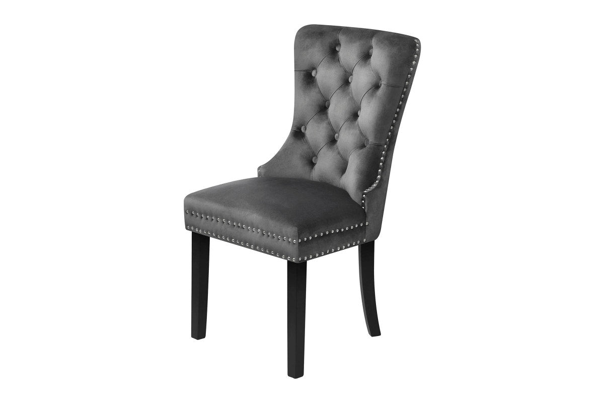 Oikiture 6x Velvet Dining Chairs Upholstered French Provincial Tufted Grey