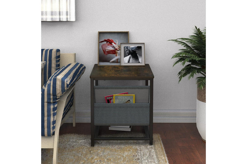 Rustic Brown Square Coffee Table with Storage Basket | Easy Assembly