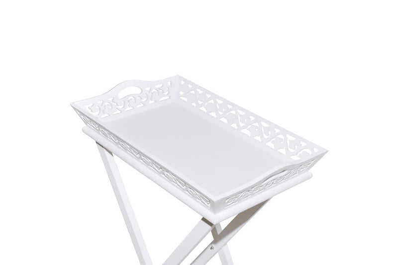Side Table with Tray White vidaXL