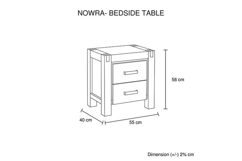 Bedside Table 2 Drawers Night Stand Solid Wood Acacia Oak Colour Bedside Tables