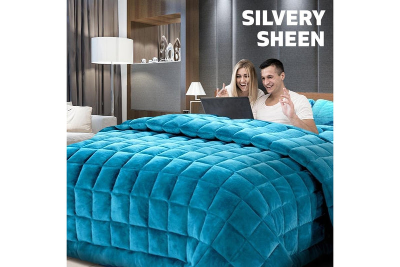 Super King Bedding Faux Mink Quilt Comforter Winter Weight Throw Blanket Teal