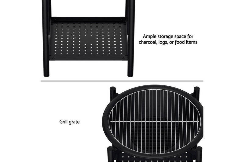 2-in-1 Outdoor Fire Pit BBQ Grill