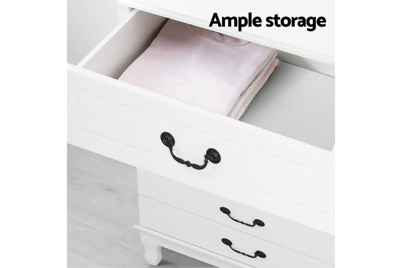 Chest of Drawers Dresser Table Lowboy Storage Cabinet White KUBI Bedroom